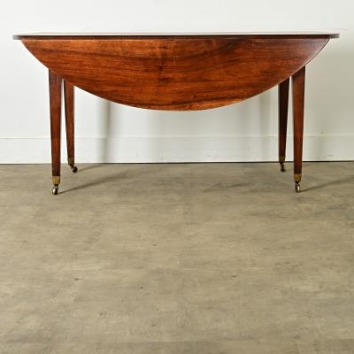French Walnut Oval Drop Leaf Gate Leg Dining Table