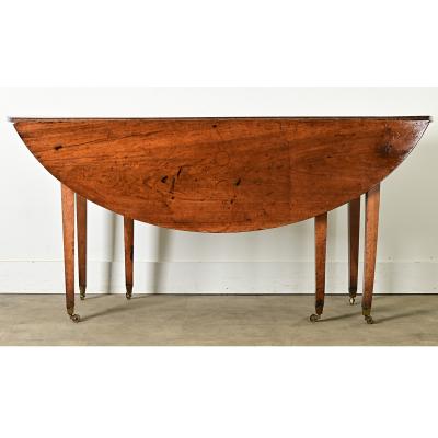 French Walnut Oval Drop Leaf Gate Leg Dining Table