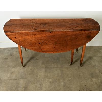 French Walnut Oval Drop Leaf Gate Leg Dining Table