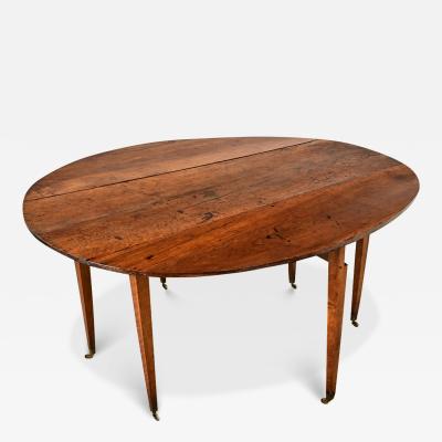 French Walnut Oval Drop Leaf Gate Leg Dining Table