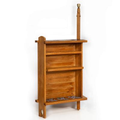 French Waxed Oak Swinging Bar Serving Cabinet by Guillerme et Chambron