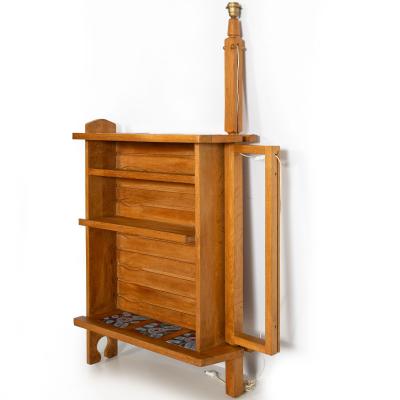 French Waxed Oak Swinging Bar Serving Cabinet by Guillerme et Chambron
