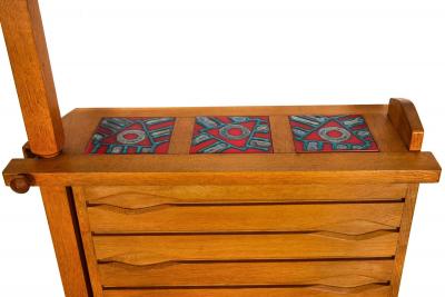 French Waxed Oak Swinging Bar Serving Cabinet by Guillerme et Chambron