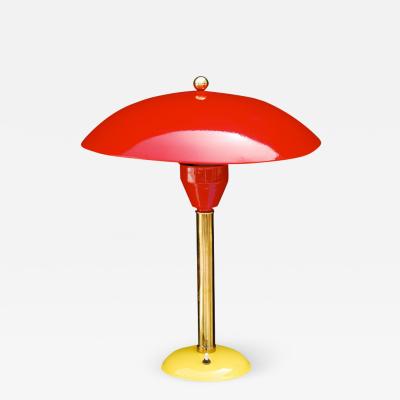 French Whimsical Red and Yellow Desk Lamp