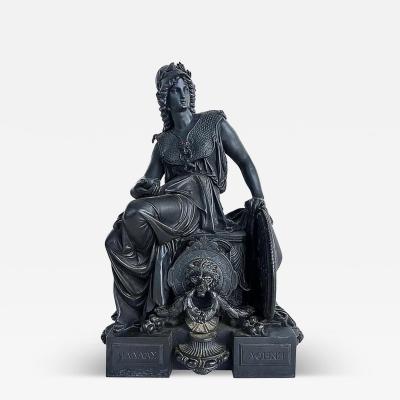 French White Metal Sculpture of Minerva the Roman Goddess of Wisdom