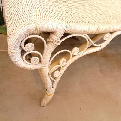 French Wicker Chaise Longue
