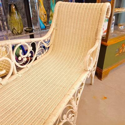 French Wicker Chaise Longue