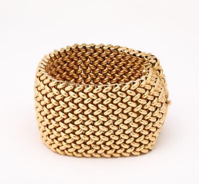 French Wide Gold Maille Cuff 18K