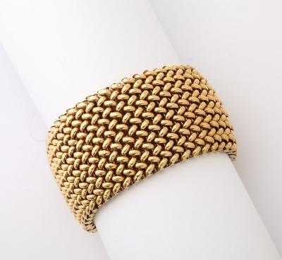 French Wide Gold Maille Cuff 18K