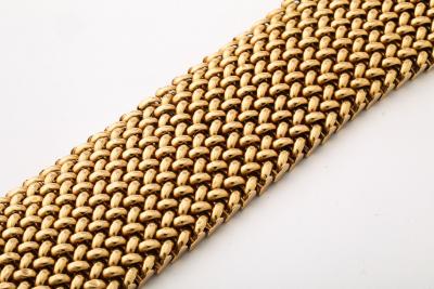 French Wide Gold Maille Cuff 18K