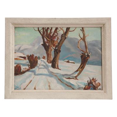 French Winter Landscape Painting