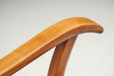 French Wooden Chairs with Seats of Woven Papercord France 1950s