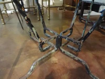 French Wrought Iron Center Table with Travertine Top