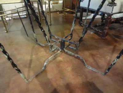 French Wrought Iron Center Table with Travertine Top