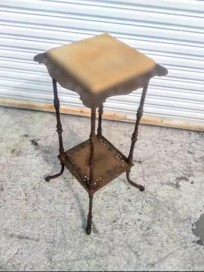 French Wrought Iron Marble Top Pedestal stand
