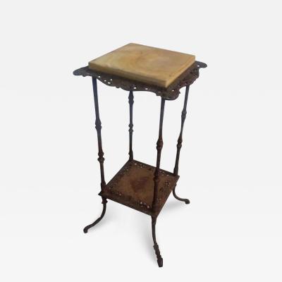 French Wrought Iron Marble Top Pedestal stand