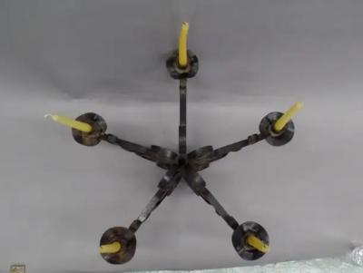 French Wrought Iron Midcentury Candelabra Centerpiece Chandelier