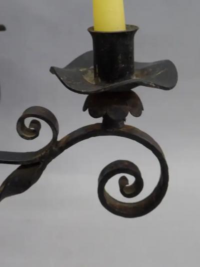 French Wrought Iron Midcentury Candelabra Centerpiece Chandelier