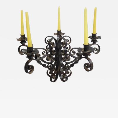 French Wrought Iron Midcentury Candelabra Centerpiece Chandelier
