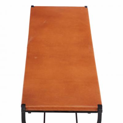 French Wrought Iron and Leather Bench C 1980 