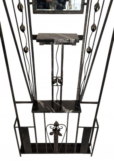 French art deco iron illuminated hall tree coat rack w console Umbrella Stand