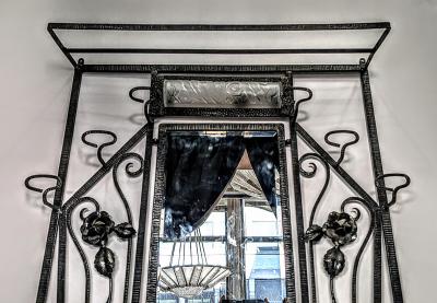 French art deco iron illuminated hall tree coat rack w console Umbrella Stand