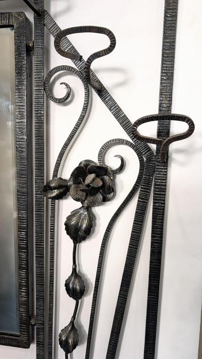French art deco iron illuminated hall tree coat rack w console Umbrella Stand
