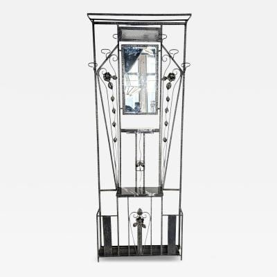French art deco iron illuminated hall tree coat rack w console Umbrella Stand