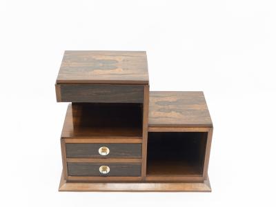 French art deco modernist rosewood brass sewing cabinet 1940s