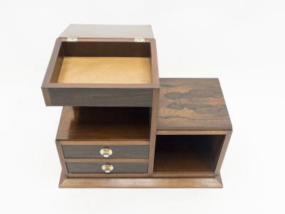 French art deco modernist rosewood brass sewing cabinet 1940s
