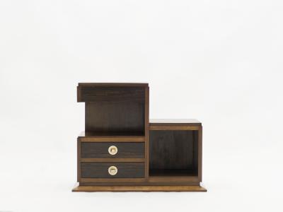 French art deco modernist rosewood brass sewing cabinet 1940s