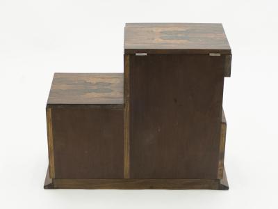 French art deco modernist rosewood brass sewing cabinet 1940s