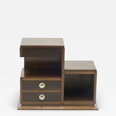 French art deco modernist rosewood brass sewing cabinet 1940s