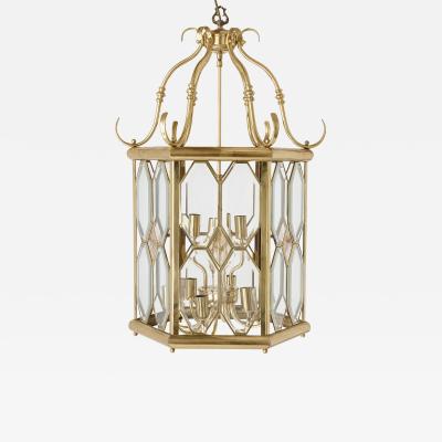 French bevelled glass and brass lantern