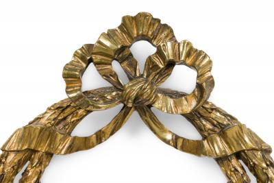 French bronze wall mounted ornament of a wreath with bow knot top