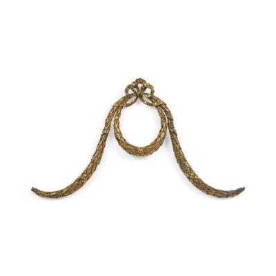 French bronze wall mounted ornament of a wreath with bow knot top