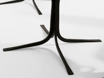 French brutalist wrought iron alcantara set of 6 chairs 1990
