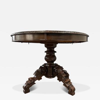 French early 1900s Carved Country Dining Room Table in Fruitwood