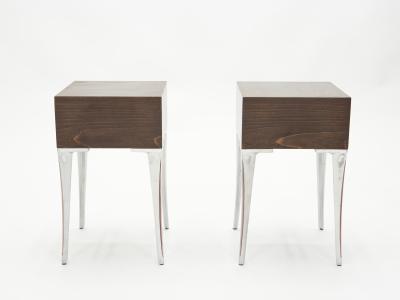French ebony steel end tables Night Stands 1970s