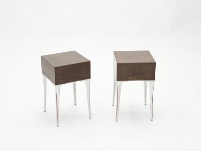 French ebony steel end tables Night Stands 1970s