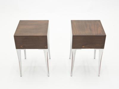 French ebony steel end tables Night Stands 1970s