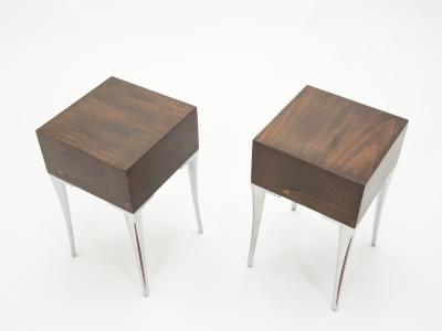 French ebony steel end tables Night Stands 1970s