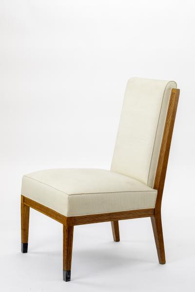 French forties pair of slipper chairs with metal leg end