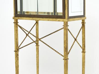 French gilded iron mirrored and brass bar cabinet vitrine 1920s
