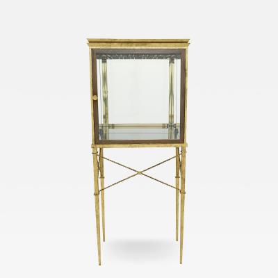 French gilded iron mirrored and brass bar cabinet vitrine 1920s