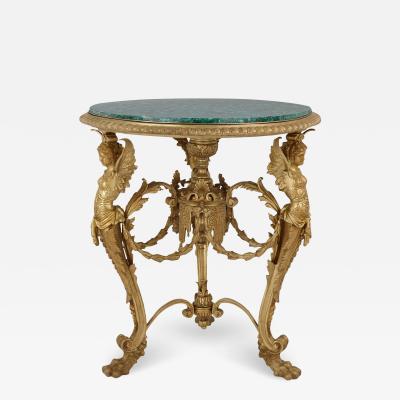 French gilt bronze and malachite centre table