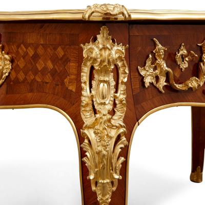 French gilt bronze and marquetry writing desk after Cressent