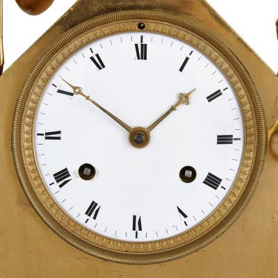 French gilt bronze mantel clock with classical figures