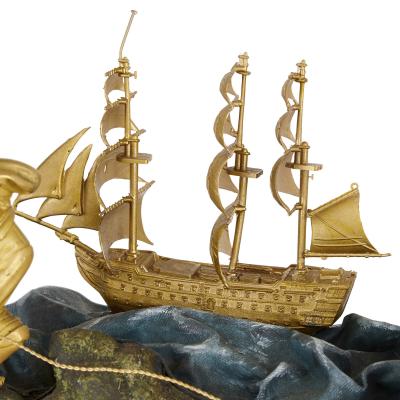 French gilt bronze mounted marine themed automaton mantel clock