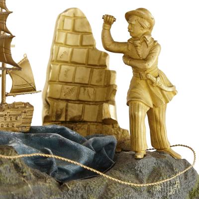 French gilt bronze mounted marine themed automaton mantel clock